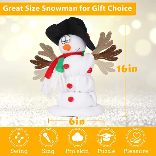 Miniatura 2 de Muñeco de nieve navideño bailando Papá Noel cantando y bailando, juguetes de peluche animados, 6 canciones navideñas en inglés