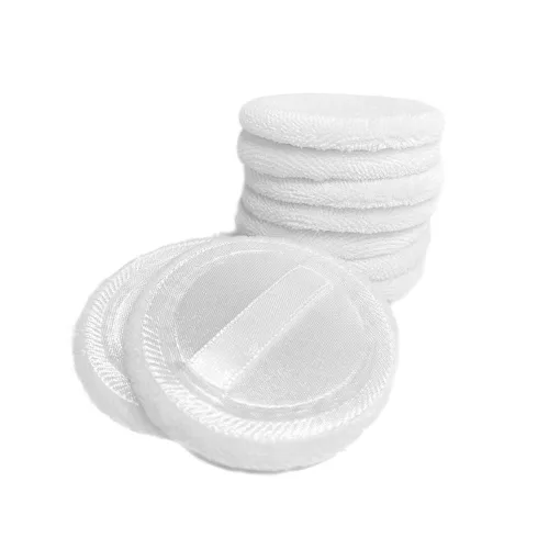 Miniatura 5 de 10pcs Powder Puff Algodón Cosmético Polvo Facial Maquillaje Almohadillas con Cinta para Suelta y Base 2.36 Pulgadas (Blanco)