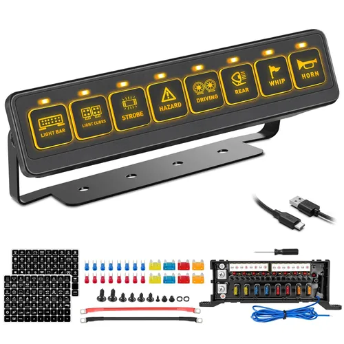 Miniatura 10 de Panel de interruptor de 6 bandas, Niking Auto Caja universal de control de circuito sistema de relé de interruptor de botón de encendido y apagado