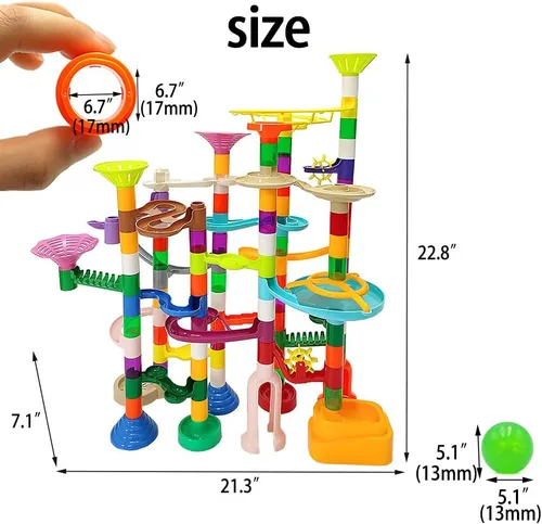 Miniatura 3 de DSHMIXIA Marble Run para niños de 3-4 y 5-8 años, 150 piezas de juguetes de construcción resistentes, juegos para niños, pista de carreras