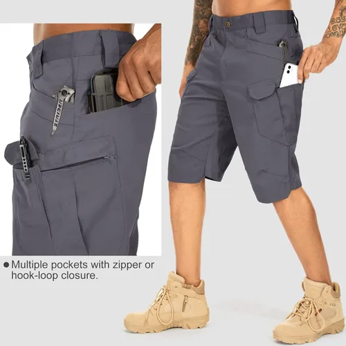 Miniatura 3 de Jessie Kidden Pantalones cortos tácticos para hombre, elásticos, para exteriores, resistentes al desgaste, rasgaduras, parada, trabajo, senderismo