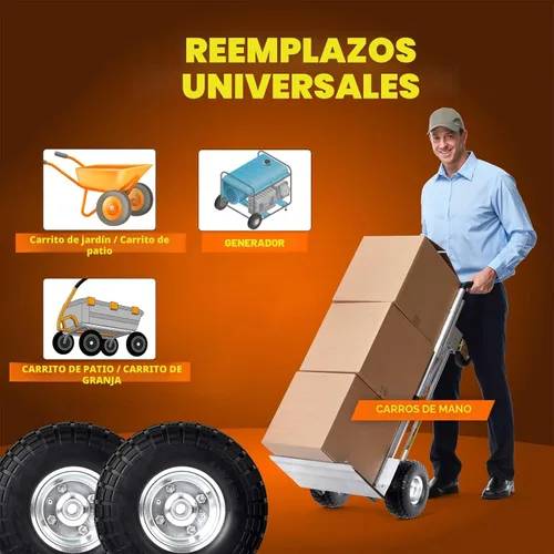 Miniatura 6 de AR-PRO Paquete de 2 ruedas de goma sólida de 10 pulgadas, repuesto de 4.10/3.50-4 pulgadas, neumático sin plano con rodamientos de 5/8 pulgadas
