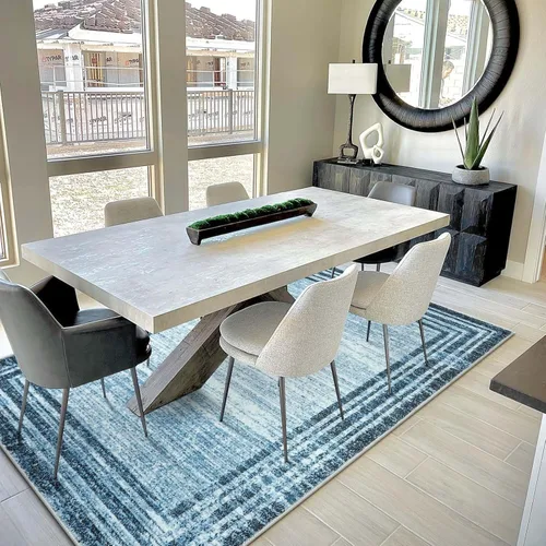 Miniatura 118 de Alfombra de pasillo moderna abstracta Lahome, alfombra lavable turquesa de 2 x 6 pulgadas para entrada, alfombra antideslizante de bajo pelo