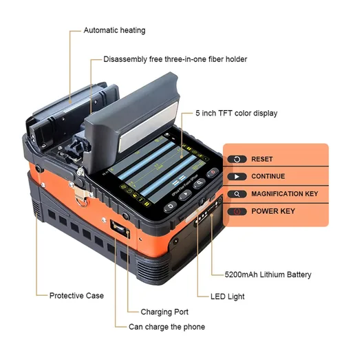 Miniatura 3 de SM&MM Empalmadora de Fusión de Fibra Óptica Inteligente Automática Máquina de Empalme por Soldadura con OPM y VFL y Kit de Cortadora de Fibra
