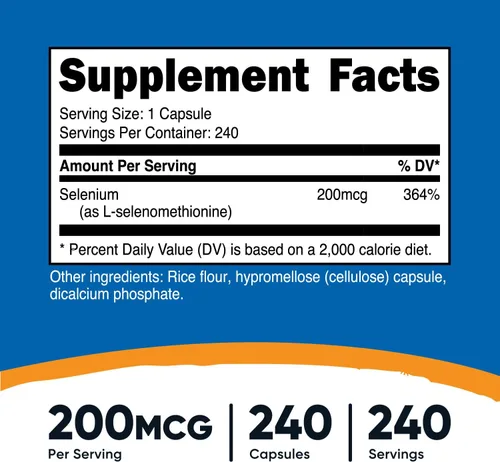 Miniatura 2 de Nutricost Selenio 200mcg, 240 cápsulas vegetarianas, sin OMG, sin gluten, L-Selenometionina