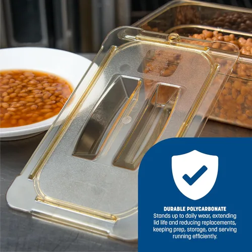 Miniatura 4 de Carlisle FoodService Products 10490U13 StorPlus - Tapa universal para bandeja de alimentos con mango de alto calor, tamaño cuarto, color ámbar