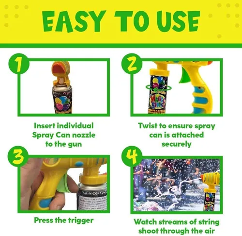 Miniatura 3 de Toysery Party Streamer - La mejor cuerda de pulverización para niños. Eleva tus celebraciones con diversión loca. Viene con 24 cuerdas de aerosol