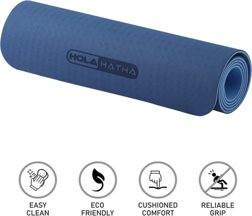 Miniatura 4 de Thick High Density Yoga Mat Exercise Equipment Gym Floor Mat, Thick 72 x 24” Non-Slip Workout Fitness Home Pilates Mat for Women & Men Azul