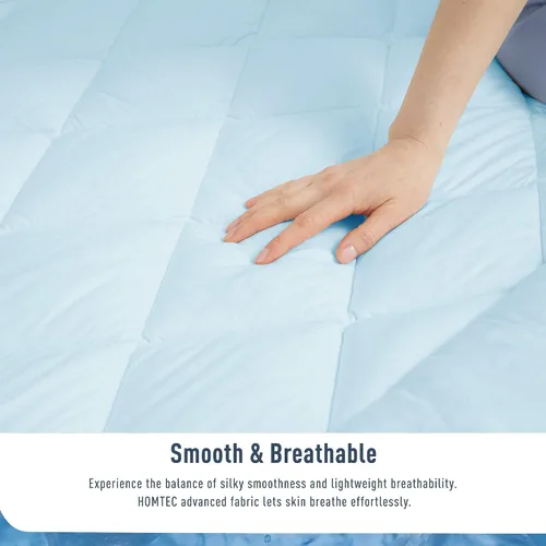 Miniatura 7 de Protector de colchón tamaño individual refrescante impermeable, con bolsillo profundo (18-22 pulgadas), transpirable y suave para personas que