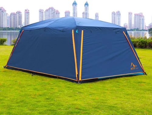 Miniatura 8 de KTT Extra Large Tent 12-14 Person,Family Cabin Tents,2 Rooms,Straight Wall,2 Doors 4 Windows with Mesh,Waterproof,Double Layer,Big Tent for Azul