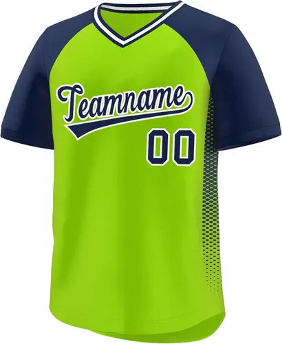 Miniatura 40 de Camiseta de béisbol personalizada con cuello en V para hombres, mujeres y jóvenes, camisetas de béisbol personalizadas con costuras o estampadas