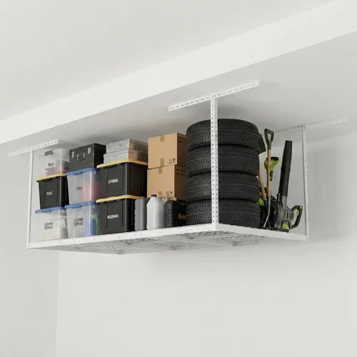 Miniatura 7 de FLEXIMOUNTS Pro 4x8 Estante de almacenamiento para el techo del garaje, sistema de organización de almacenamiento ajustable, estantes de Negro