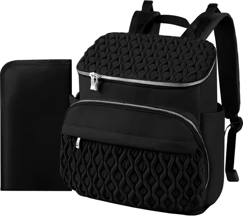 Miniatura 9 de Mochila para pañales, bolsa de bebé grande para niñas y niños, mochila de pañales de viaje con bolsillo aislado, bonita bolsa de pañales con correas