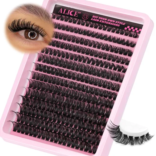 Miniatura 8 de Kit de extensión de pestañas DIY racimos de pestañas D-Curly voluminosos, pestañas individuales, kit de extensión de pestañas con herramienta