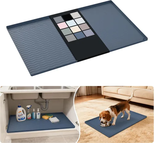 Miniatura 29 de URMONA Tapete de silicona impermeable para debajo del fregadero, 34 x 22 pulgadas, forro para estante de cocina y baño, protector de gabinetes