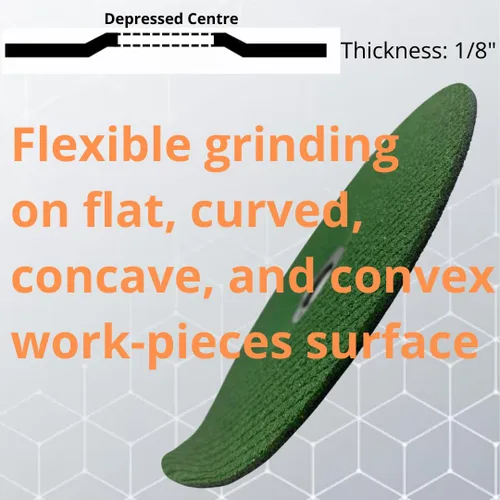 Miniatura 4 de Paquete de 5: muela abrasiva flexible de 7 x 1/8 x 7/8 pulgadas para metal, circonia/grano de cerámica, rueda de molienda central deprimida de grano