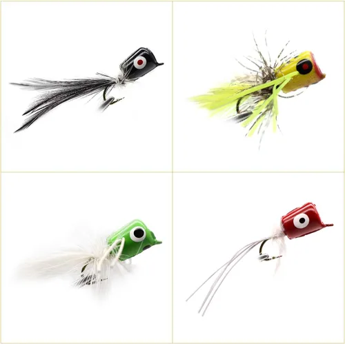 Miniatura 4 de YZD Bass Popper - Kit de moscas de pesca en seco - Panfish Bass Fishing Topwater Bait (Kit de popper 2)