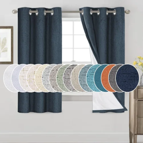 Miniatura 44 de Primitive - Cortinas opacas 100 % de lino texturizado natural para dormitorio, sala de estar, cortinas para ahorra energía, tela de arpillera
