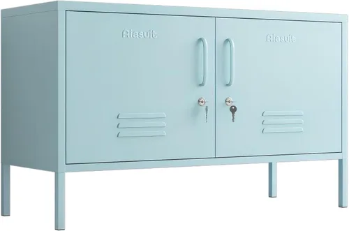 Miniatura 10 de Soporte de TV Gabinete de almacenamiento de metal multifuncional de 2 niveles Soporte de material de placa gruesa Aparador de metal resistente