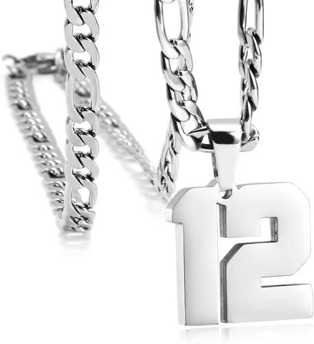 MIMITLTY Personalized Jersey Number Necklaces for Mens,Athletes Stainless Steel Sport Number Pendant Chain for Boys BaseballBasketballFootball Team