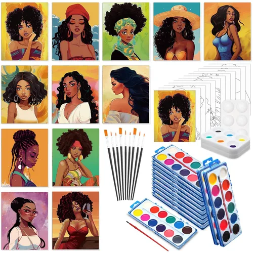 Miniatura 15 de Ctosree 12 juegos de lienzo predibujado para pintar adultos, kit de sorbo y pintura, lienzo preimpreso a granel para Pascua, Día de la Madre