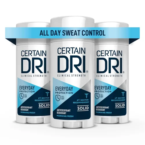 Certain Dri Everyday Strength - Antitranspirante clínico, protección contra el sudor de 72 horas para hiperhidrosis, recomendado por médicos, apto