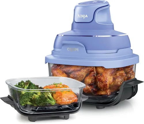 Miniatura 22 de Ninja Crispi - Freidora de aire de vidrio 4 en 1 Con recipientes de vidrio no tóxicos de 4 cuartos y 6 tazas y tapas Apto para microondas, Gris
