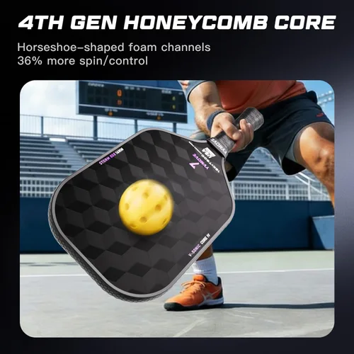 Miniatura 5 de YVmove T800 Carbon Fiber Pickleball Paddle with 16mm Dynamic Core, Premium Pickle Ball Thermoformed Unibody, Elongated Shape, Enhanced Power & Gris