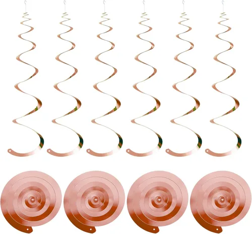 Miniatura 12 de MECCANIXITY 18 remolinos colgantes de fiesta negros de una sola tira para colgar decoraciones de 27.6 pulgadas, serpentinas colgantes de plástico