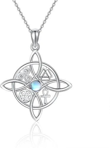 Miniatura 7 de YAFEINI Collar con dije de nudo de bruja de plata de ley, amuleto de bruja de cruz celta, regalo para mujer