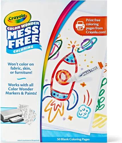 Crayola Color Wonder - Páginas para colorear sin desorden (50 unidades), crea tus propias páginas para colorear, repuesto Color Wonder en blanco,