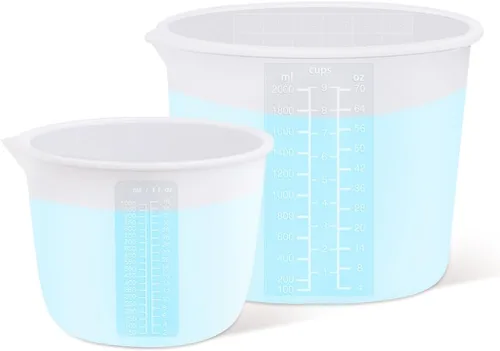 Miniatura 4 de Cuenco medidor de silicona, resina epoxi, arte fluido, mantequilla, chocolate, mezcla, sin BPA, juego grande de 2 33.8 fl oz/36 onzas (4 tazas) 20.3