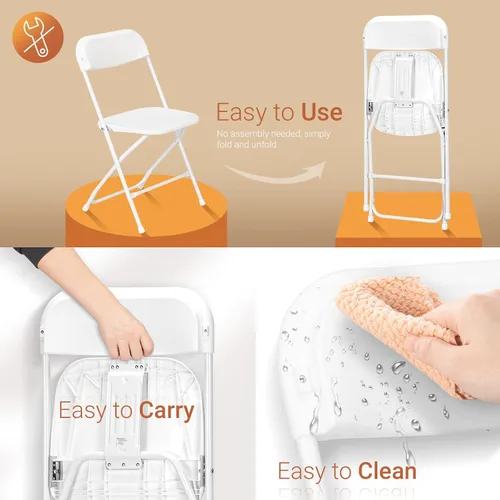 Miniatura 5 de LEADZM Folding Chairs, Pack of 10, Garden Chairs, Portable Dining Chairs, Metal Steel Structure, Load 158 kg, Parties, Weddings, Picnic, Garten