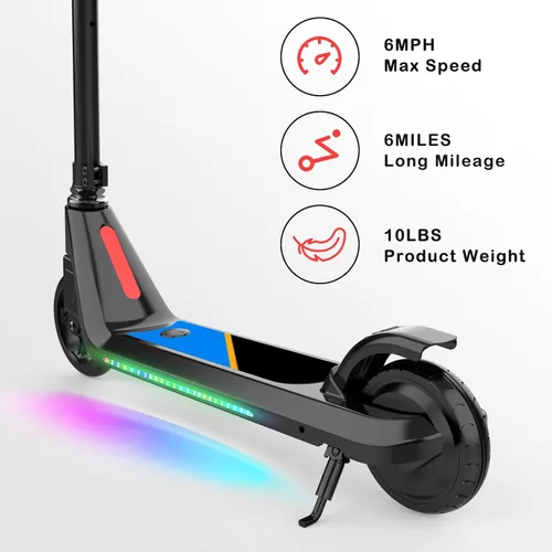 Miniatura 2 de LINGTENG Patinete Eléctrico para Niños de 6 a 10 Años, Patinete de Impulso con Arranque por Patada con Velocidad y Altura Ajustables, Rueda Luminosa