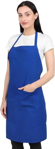 Miniatura 17 de Delantal de cocina de algodón resistente a las gotas de agua con delantales ajustables para mujer con bolsillos 8 opciones de color para cocinar