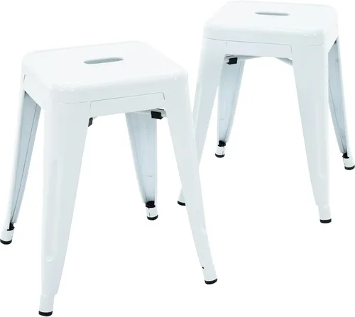 Miniatura 31 de Brage Living Juego de 4 taburetes industriales de metal de 18 pulgadas, taburetes apilables para aula, sillas de comedor de metal sin espalda