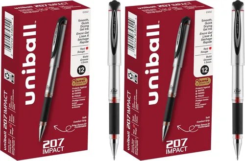 Miniatura 17 de Bolígrafos de gel retráctiles Uni-Ball 207, micro punta (0.5 mm), negro, paquete de 12