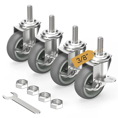 HOLKIE Ruedas giratorias de 3 pulgadas, ruedas de vástago giratorias, juego de 4 ruedas resistentes, color gris