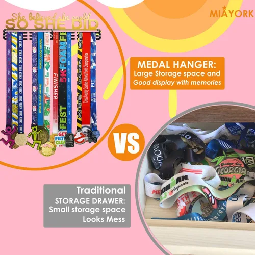 Miniatura 4 de Medal Hanger Display Upgrade-Medal Holder Wall Mount Easy to Install Race Runner for Your Medals