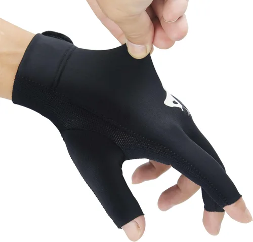 Miniatura 8 de Guantes de billar para hombres y mujeres, guantes de billar para mano izquierda/derecha, guantes de secado rápido de 3 dedos, ideales para tiradores