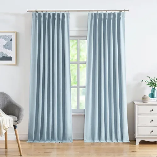 Miniatura 29 de Central Park Paneles de cortinas plisadas opacas con textura de lino, con aislamiento térmico y pestaña trasera, para sala de estar o dormitorio