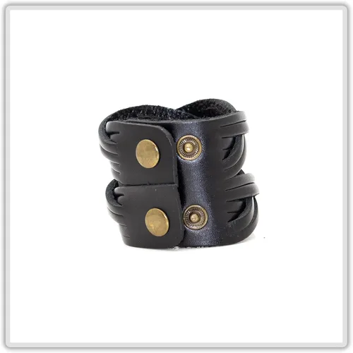 Miniatura 3 de Brazalete de cuero ancho con correa trenzada punk