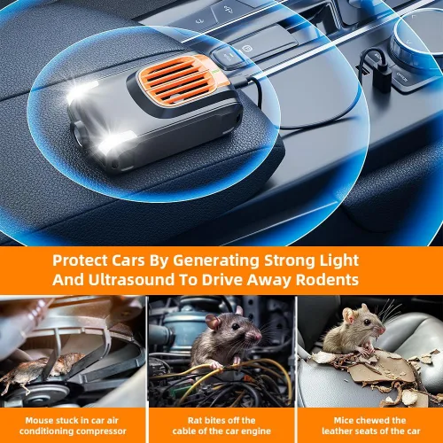 Miniatura 6 de Repelente ultrasónico eficaz de roedores para motores de automóvil debajo del capó, para casa, garaje, cocina, ático, paquete de 2