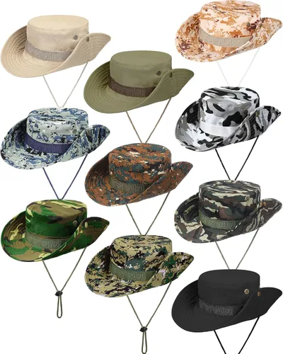 Miniatura 9 de 10 sombreros Boonie de ala ancha, diseño de camuflaje, protección solar UV, sombrero de pesca para hombres y mujeres, senderismo, safari, caza