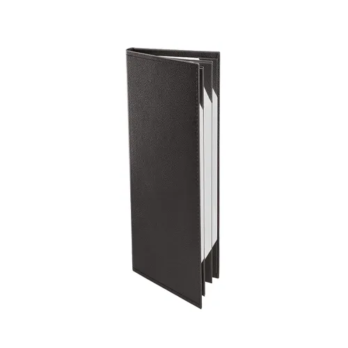 Hecho de piel sintética de alta calidad (paquete de 10) - 4.25 x 11 pulgadas - Lista de vinos - Menú de bar (negro, 6 vistas)