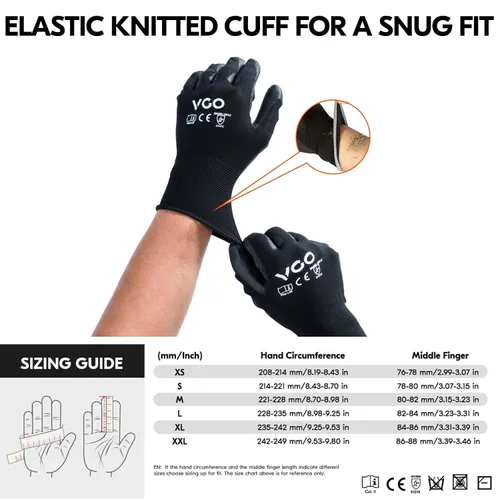 Miniatura 6 de Vgo... 15 pares de guantes de trabajo de seguridad, guantes de jardinería, revestimiento de poliuretano, guantes de inmersión, sin látex