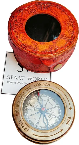 Miniatura 8 de Brújula de latón antiguo con lente de aumento, navegación vintage y brújula de lectura de mapas, regalo ideal para hombres e hijos