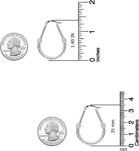 Miniatura 4 de LeCalla - Aretes de plata esterlina con diseño italiano ovalado para mujer