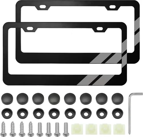 Miniatura 13 de YOSRTER 2 piezas de marco de matrícula de aluminio para accesorios Dodge, marco de cubierta de matrícula, cubierta de matrícula mate, decoración