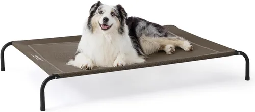 Miniatura 10 de Bedsure Cama elevada para perros al aire libre de tamaño grande, cama portátil de hamaca para mascotas con marco elevado y refrescante para Verde